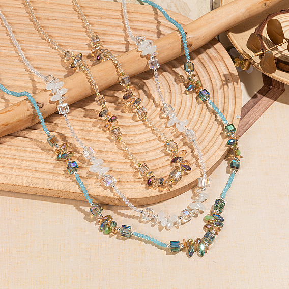 Богемный стиль отпуск стеклянные капли куб круглые бусины длинные женские винтажные модные ожерелья, платина