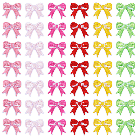 48 шт. 6 цветные банты из полиэстера с вышивкой, пришитые на ткань, шитье ремесленных украшений