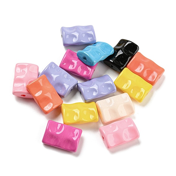 Baking Paint ABS Plastic Beads, Rectangle