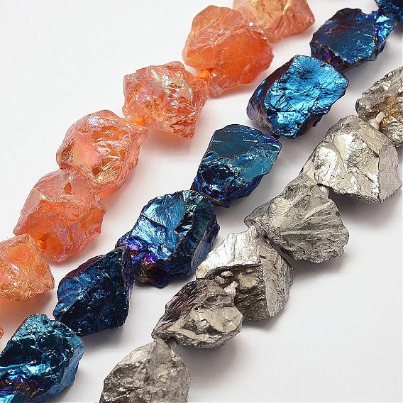 Electroplated Natural Quartz Crystal Beads Strands, Nuggets