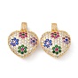 Brass Cubic Zirconia Pendants, with Jump Ring, Long-Lasting Plated, Lead Free & Cadmium Free, Heart