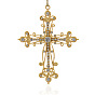 Сплав горный хрусталь большие кулоны, крест ожерелье прелести, 93x71.5x7 мм, отверстие : 3 мм
