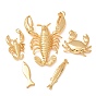 Brass Pendants, Marine Animal Theme Charms, Rack Plating, Long-Lasting Plated, Lead Free & Cadmium Free