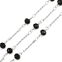 304 Stainless Steel Twist Bar & Glass Rondelle Faceted Bead Link Chain, Soldered, with Spool