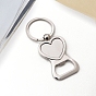 Zinc Alloy Heart Shaped Bottle Opener, Key Chain Ring