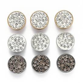 Alloy Slide Charms, with Polymer Clay Rhinestone, Flat Round