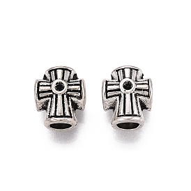 Tibetan Style Alloy European Beads, Large Hole Beads, Cross