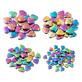 215Pcs 4 Sizes Electroplate Non-magnetic Synthetic Hematite Bead Strands, Heart