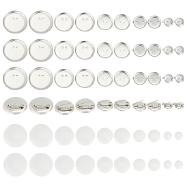 Набор для самостоятельного изготовления заготовки броши, включая плоскую круглую железную брошь, пустые пуговицы из смолы