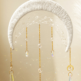 Glass Teardrop Pendant Decoration, Hanging Suncatchers, Moon