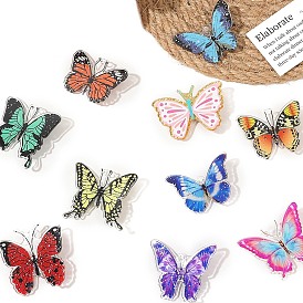 Acrylic Butterfly Alligator Hair Clips, with Iron Clips, Hair Accessories for Women & Girls