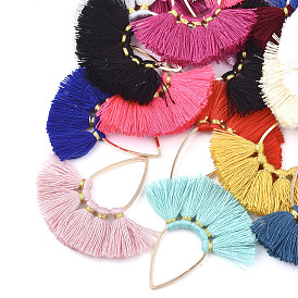 Décorations pendentif gland en polycoton (polyester coton), avec les accessoires en laiton, fan, or et de lumière