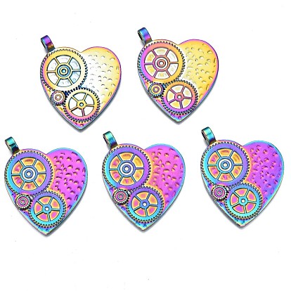 Pendentifs en alliage de couleur arc-en-ciel, sans cadmium et sans nickel et sans plomb, cœur