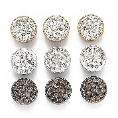 Alloy Slide Charms, with Polymer Clay Rhinestone, Flat Round