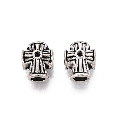 Tibetan Style Alloy European Beads, Large Hole Beads, Cross