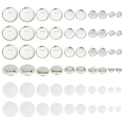 Набор для самостоятельного изготовления заготовки броши, включая плоскую круглую железную брошь, пустые пуговицы из смолы