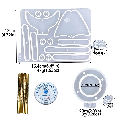 Ensembles de moules à carillon d'aile en forme d'arête de poisson en silicone de qualité alimentaire, bricolage, moules de résine, outils de moule d'artisanat en argile