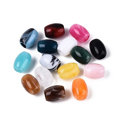 Двухцветные акриловые европейские бусины, бусины с большим отверстием, баррель