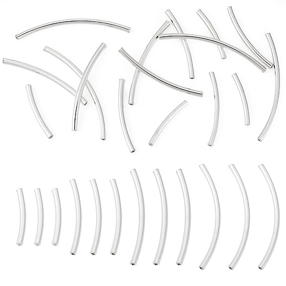 16 шт. 4 стили 925 бусины-трубки из стерлингового серебра, изогнутая трубка