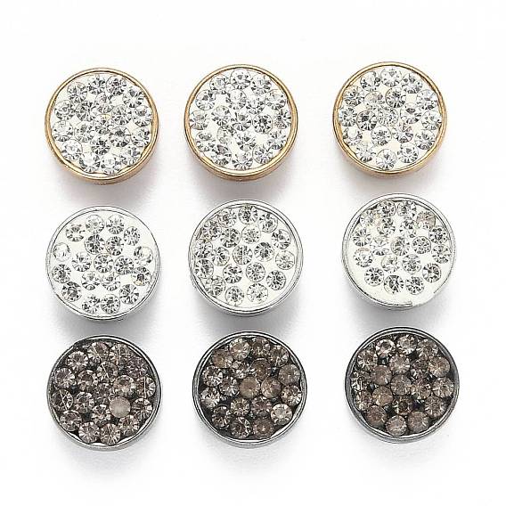 Alloy Slide Charms, with Polymer Clay Rhinestone, Flat Round