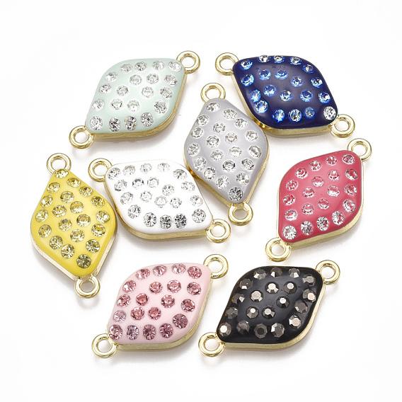 Alloy Links Connectors, with Enamel and Rhinestone, Horse Eye, Light Gold
