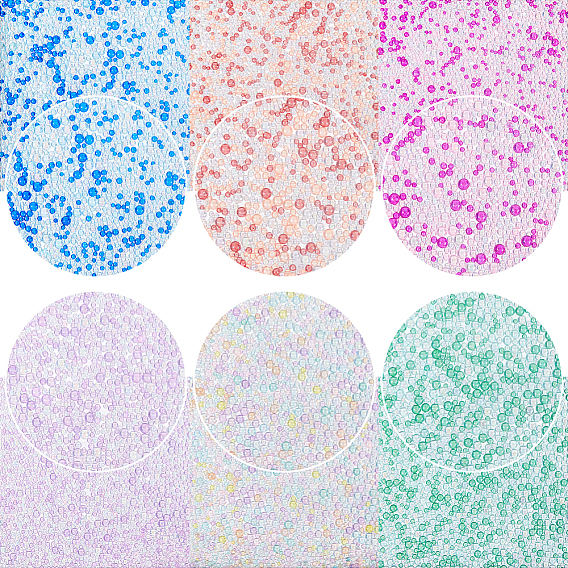 180g 6 цвета прозрачные стеклянные бусины, без отверстия , круглые