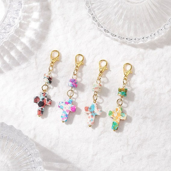 4Подвески из синтетической бирюзы шт., крестик