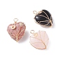 Natural & Synthetic Gemstone Pendants, with Copper Wire Wrapped, Heart