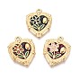 304 подвески из нержавеющей стали и эмали, сердце с цветочными подвесками, ионное покрытие (ip), реальный 18 k позолоченный