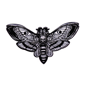 Black Alloy Brooch, Halloween Moth Skull Enamel Pins, Gothic Style Jewelry Gift