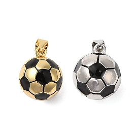 Rack Plating Brass Pendants, Cadmium Free & Lead Free, Long-Lasting Plated, Football Charm