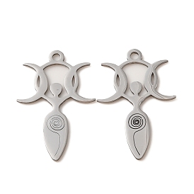 304 Stainless Steel Pendants, Laser Cut, Triple Moon Goddess Charms