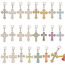22 шт. 11 стили крест деревянные подвесные украшения, Сплав с застежкой