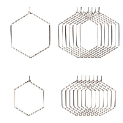 80 шт. 2 стиль 304 фурнитура для сережек-колец из нержавеющей стали, кольца для бокалов вина, шестиугольник