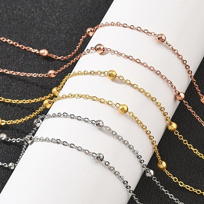 Латунные спутниковые цепочки ожерелья для женщин, 304 из нержавеющей стали застежкой омар, стойки покрытие, без свинца и без кадмия, долговечный