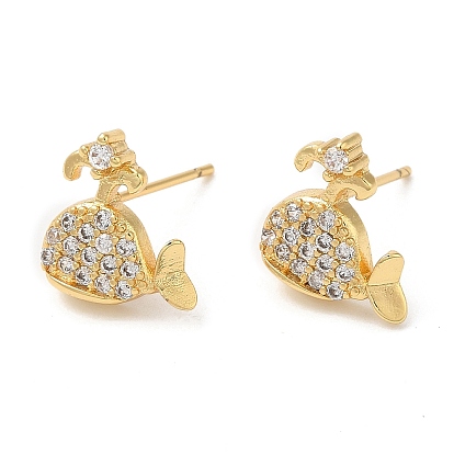 Boucles d'oreilles baleine en laiton plaqué en crémaillère avec zircone cubique, sans plomb et sans cadmium