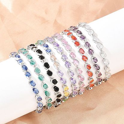 Теннисные браслеты из платиновой латуни с микропаве из кубических цирконий, браслеты для женщин, овальные, со стеклом и застежками для часового ремешка, долговечный