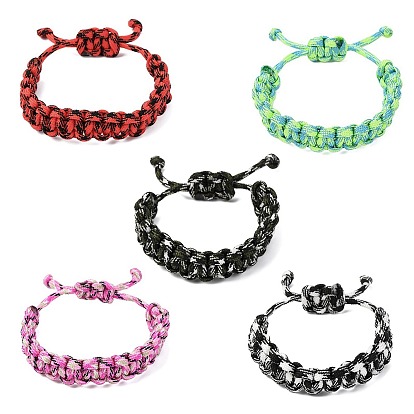 5Pcs 7 Inner Cores Polyester & Spandex Cord Braided Bracelets for Men Women