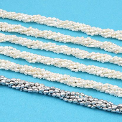 Нити из натурального культивированного пресноводного жемчуга, двух сторон полированной