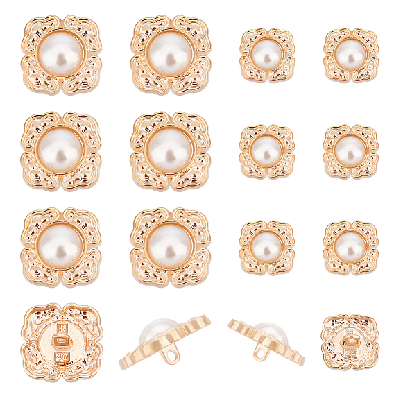 Пуговицы из сплава с 2-образным стержнем в стиле n1, с пластиковой имитационной жемчужиной, ромб