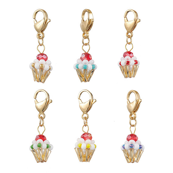 Украшения из стеклянных бусин, с 304 из нержавеющей стали Lobster Claw застежками, чашка для мороженого