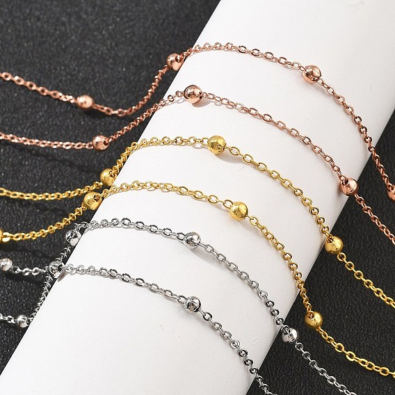 Латунные спутниковые цепочки ожерелья для женщин, 304 из нержавеющей стали застежкой омар, стойки покрытие, без свинца и без кадмия, долговечный