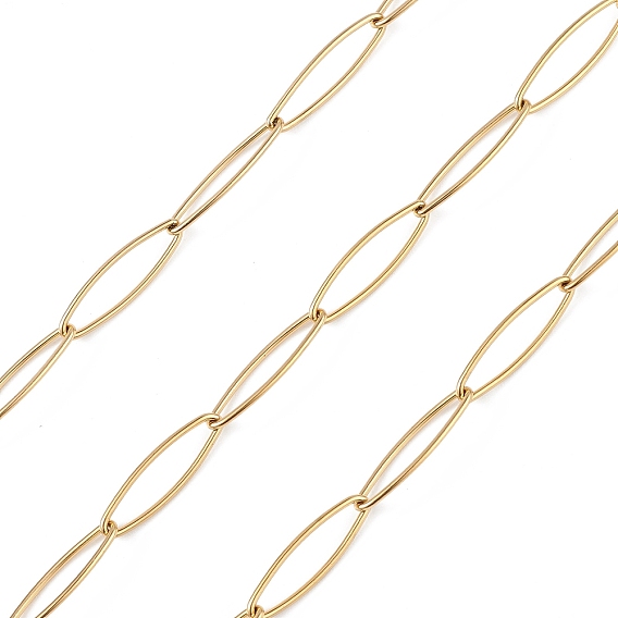 304 Stainless Steel Horse Eye Link Chains, Unwelded, with Spool