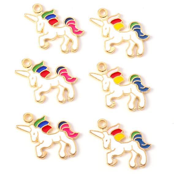 Подвески из эмали и сплава, золотой свет, без кадмия и без свинца, единорог