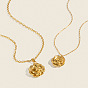 304 Stainless Steel Vintage 3D Rose Flower Pendant Necklaces for Women