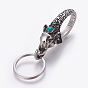 304 Stainless Steel Split Key Rings, Keychain Clasp Findings, with Synthetic Turquoise, Elephant