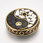 Handmade Indonesia Beads, with Brass Findings, Flat Round with Gossip, Golden