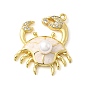 Латунные микро проложить кубического циркония подвески, краб, с эмалью и имитация жемчуга абс