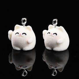 Кулоны из флокированной смолы, кот с платиновой железной петлей