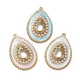 304 нержавеющей стальной эмали подвески, слезинки, с абс пластмассовой имитационной жемчужиной, ионное покрытие (ip), золотые